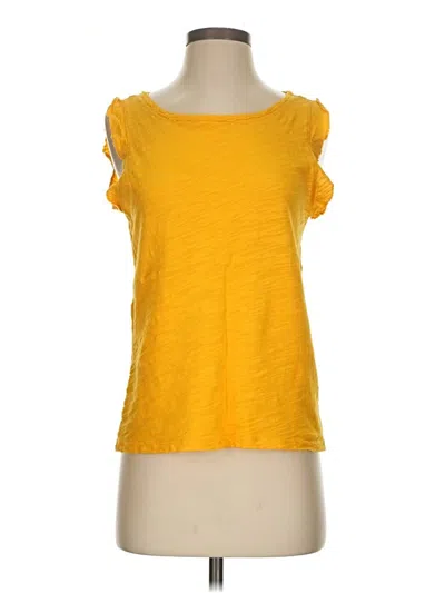 Pre-owned Lilla P Short Sleeve Top Yellow Scoop Neck Tops