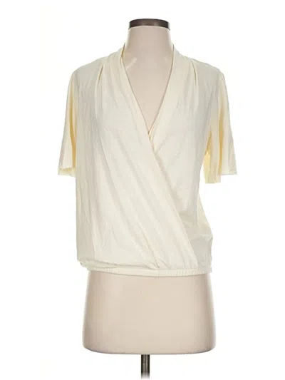 Pre-owned Lilla P Short Sleeve Turtleneck In Ivory