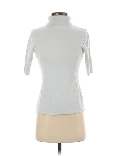 Pre-owned Lilla P Short Sleeve Turtleneck In White