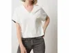 Lilla P Short Sleeve V-neck Pullover Sweater In Pearl In White