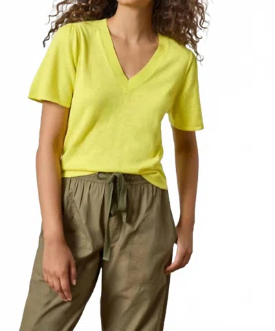 Lilla P Short Sleeve V-neck Sweater In Lemon In Yellow