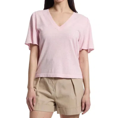 Lilla P Short Sleeve V-neck Sweater In Wildflower In Multi