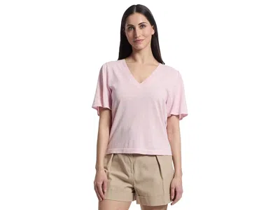 Lilla P Short Sleeve V-neck Sweater In Purple