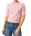 Lilla P Short Sleeved Marled Yarn Sweater In Rosebud In Pink