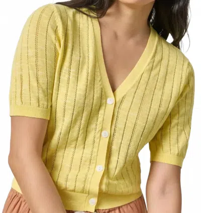 Lilla P Short Sleeves V-neck Cardigan In Lemon In Yellow