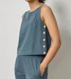 Lilla P Side Button Tank In Dusk In Blue