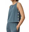 Lilla P Side Button Tank In Dusk In Blue