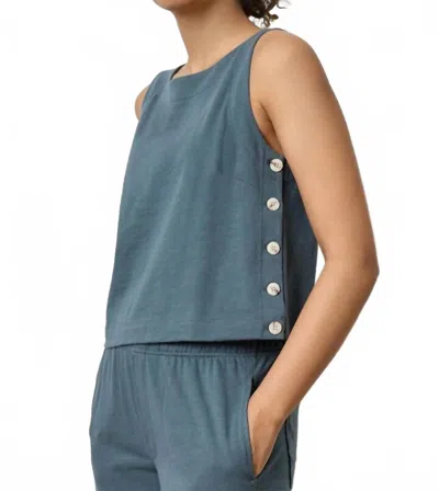Lilla P Side Button Tank Top In Dusk In Blue