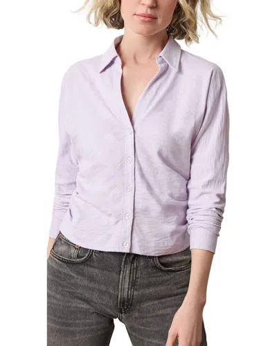 Lilla P Side Pleat Button Down Shirt In Gray