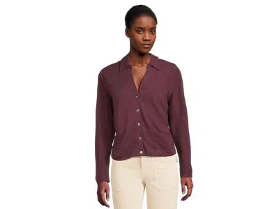 Lilla P Side Pleat Button-down In Burgundy
