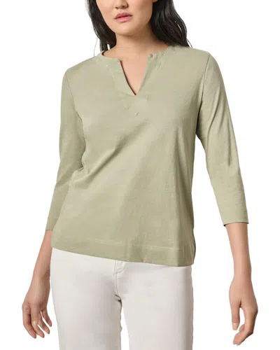 Lilla P Side Split Neck Top In Green