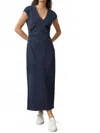 Lilla P Side Tuck Maxi Dress In Navy In Blue