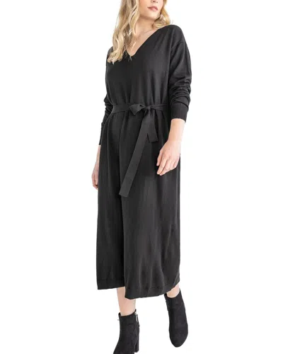 Lilla P Easy V-neck Sweater Dress In Black
