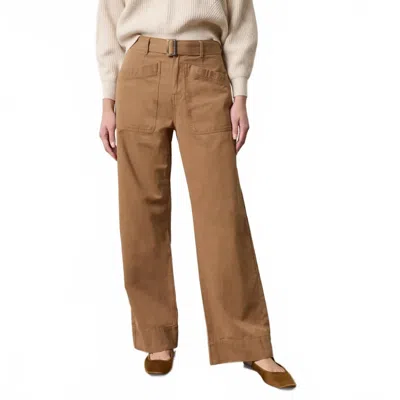 Lilla P Slant Pocket Twill Pant In Pecan In Sand
