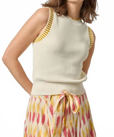 Lilla P Sleeveless Crewneck Sweater In Ecru In White