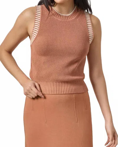 Lilla P Sleeveless Crewneck Sweater Tank In Driftwood In Black