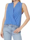 Lilla P Sleeveless Faux Wrap Top In Baltic In Blue