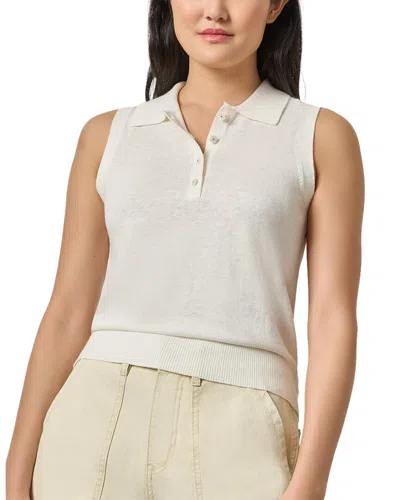 Lilla P Sleeveless Linen-blend Polo Sweater In White