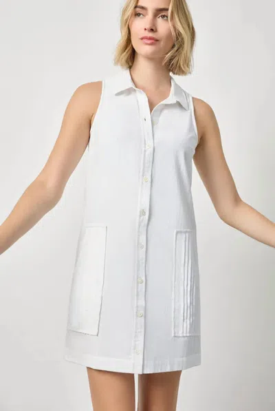 Lilla P Sleeveless Pleat Pocket Dress In White