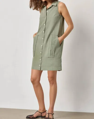 Lilla P Sleeveless Pleat Pocket Mini Dress In Sage In Green