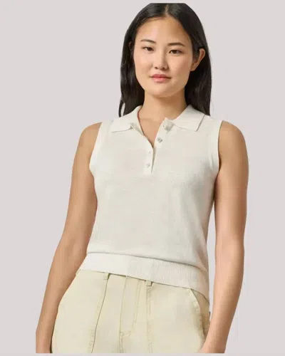 Lilla P Sleeveless Linen-blend Polo Sweater In Neutral