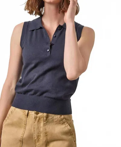 Lilla P Sleeveless Polo Sweater Tank Top In Navy In Blue