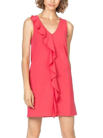 Lilla P Sleeveless Ruffle Front Dress In Pink
