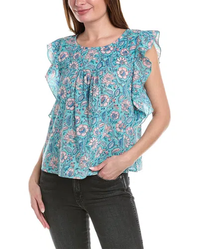 Lilla P Sleeveless Ruffle Top In Green