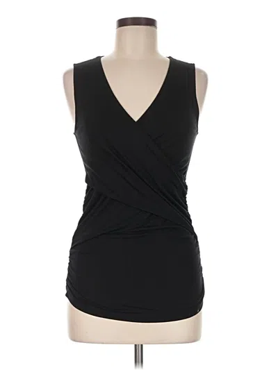 Pre-owned Lilla P Sleeveless Top Black Plunge Neckline Tops