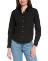 Lilla P Split Collar Button Down Shirt In Black