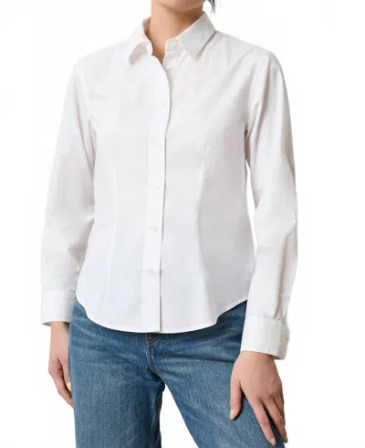 Lilla P Poplin Slim Button Down Shirt In White