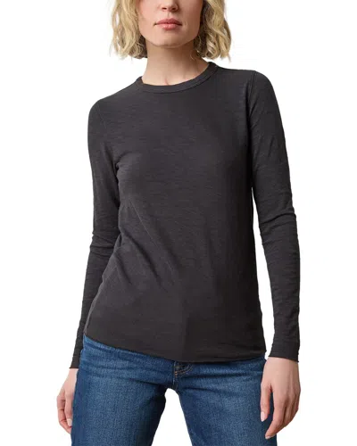 Lilla P Slim Fit Long Sleeve Bias Crewneck Shirt In Black