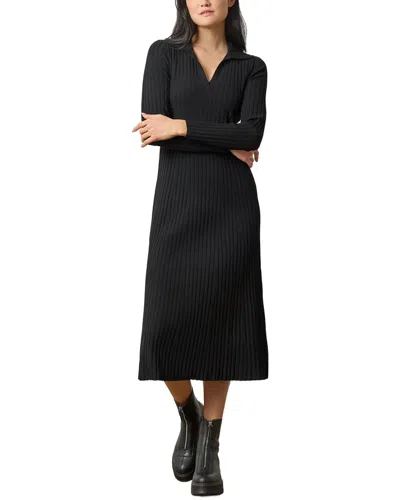 Lilla P Slim Fit Long Sleeve Rib Henley Dress In Black