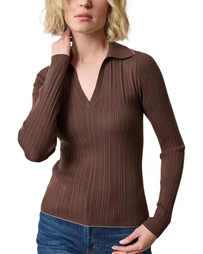 Lilla P Slim Fit Long Sleeve Rib Henley Sweater In Brown