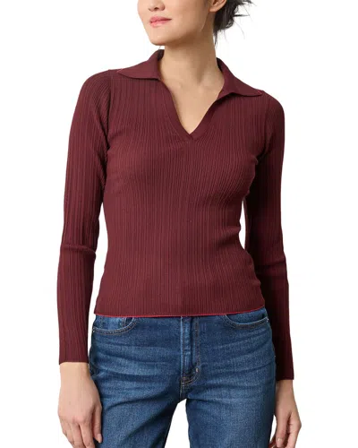 Lilla P Slim Fit Long Sleeve Rib Henley Sweater In Burgundy