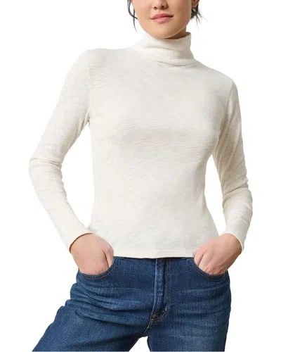 Lilla P Slim Fit Rib Slub Turtleneck Shirt In White