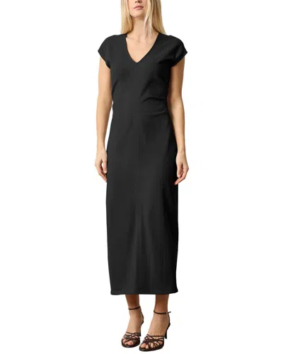 Lilla P Slim Fit Side Tuck Maxi Dress In Black