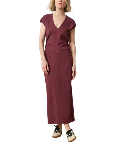 Lilla P Slim Fit Side Tuck Maxi Dress In Burgundy