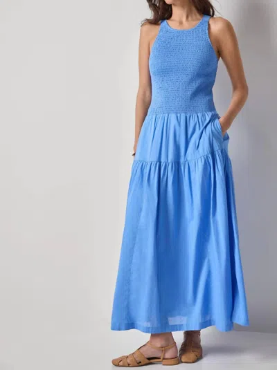 Lilla P Smocked Bodice Maxi Dress In Ultramarine In Multi