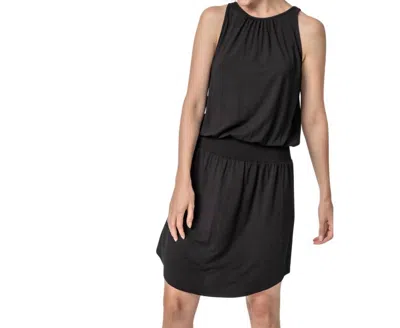 Lilla P Smocked Crewneck Dress In Black