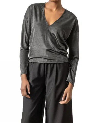 Lilla P Sparkle Double V-neck Top In Black