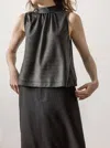 Lilla P Sparkle Sleeveless Mock Neck Top In Black Sparkle In Multi