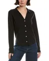 Lilla P Split Collar Button Down Shirt In Black
