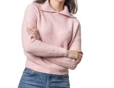 Lilla P Split Collar Long Sleeve Sweater In Peony In Pink