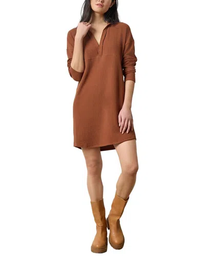 Lilla P Split Neck Collared Dress In Praline In Brown