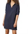 Lilla P Split Neck Collared Dress In Navy In Blue
