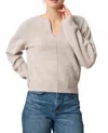 Lilla P Split Neck Raglan Pullover Sweater In Quartz In Gray