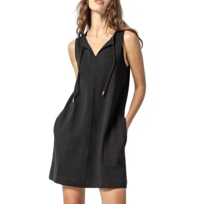 Lilla P Split Neck Sleeveless Dress In Black