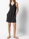 Lilla P Split Neck Sleeveless Dress In Black In Black