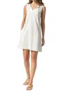 Lilla P Split Neck Sleeveless Dress In Ecru In White